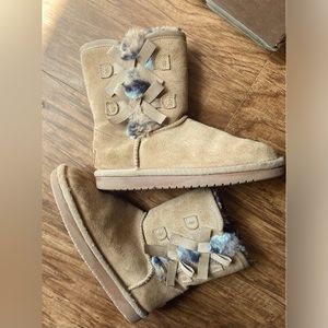 Koolaburra by UGG Girls' Short Winter Boots Tan with Leopard fur